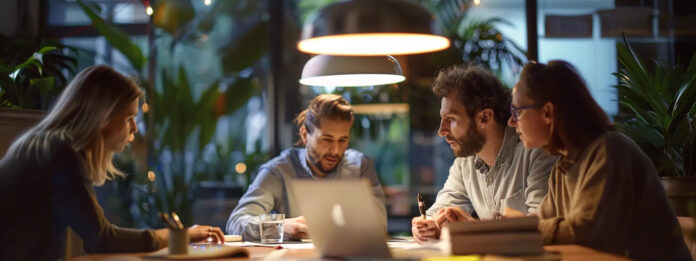 Professionals work together in an office, illustrating how to use RFP software for better team collaboration. Professionals work together in an office, illustrating how to use RFP software for better team collaboration.